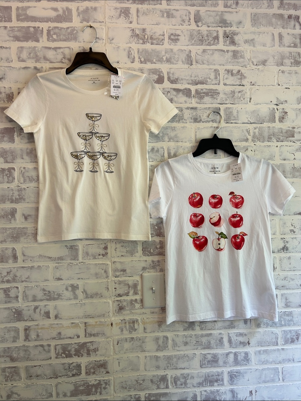 Lot of 2 J. Crew Factory Collectors Tee Shirts Women's XS Short Sleeve READ
